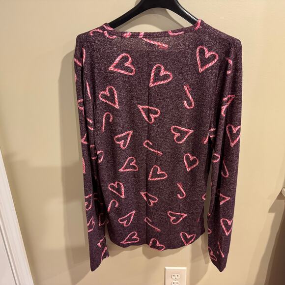 Victorias Secret PINK Holiday Hearts Candy Cane Pajama Set Size L - Picture 4 of 10